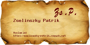 Zselinszky Patrik névjegykártya